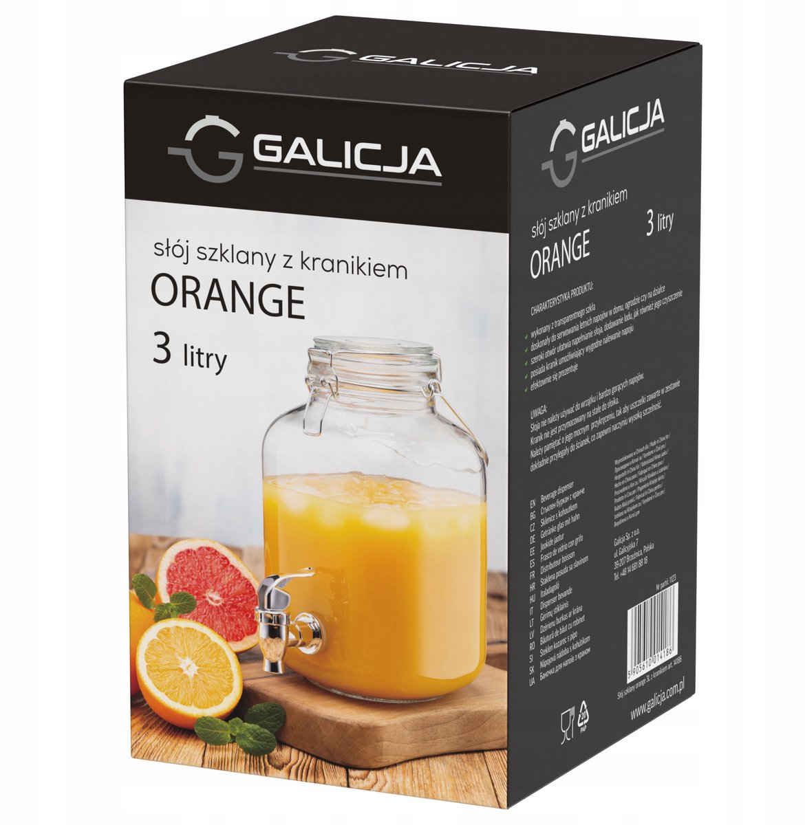Glazen dispenser met kraan - 3L limonadedranken
