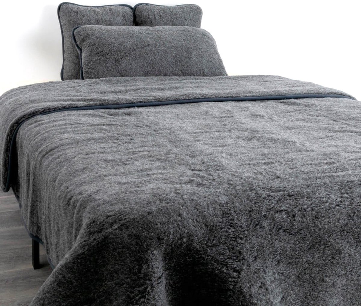 OnceDoce® Wollen Deken 220x200 cm | Luxe Merino Wol OnceDoce® |100% Zuivere Australische Wol – Premium Wollen Tweepersoons Deken 450 g/m² | Woolmark® Certificaat | Wasbaar, Antiallergisch, Zacht & Warm | Kleur Antraciet