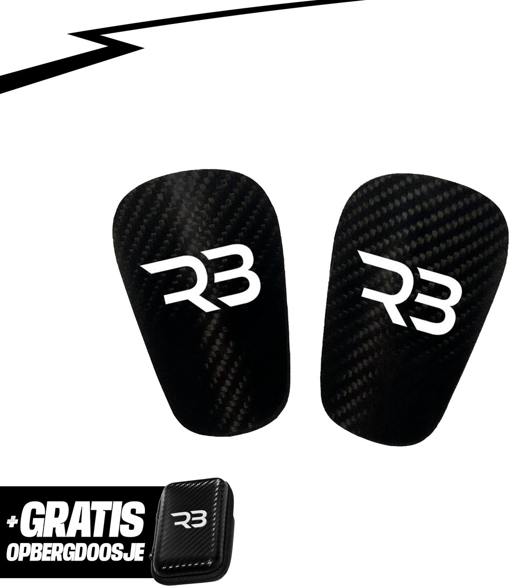 Reballers carbon mini scheenbeschermers - voetbal - kleine scheenbeschermers- zwart 10x6 cm
