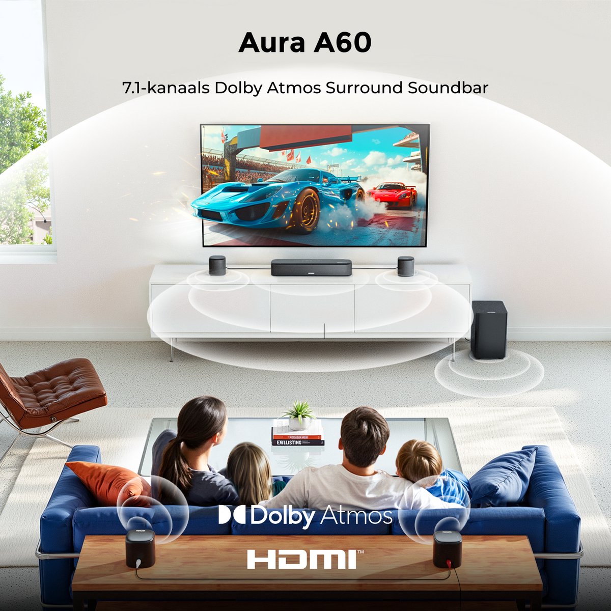 ULTIMEA Aura A60 Soundbar 7.1 met Subwoofer Zwart - afbeelding 2
