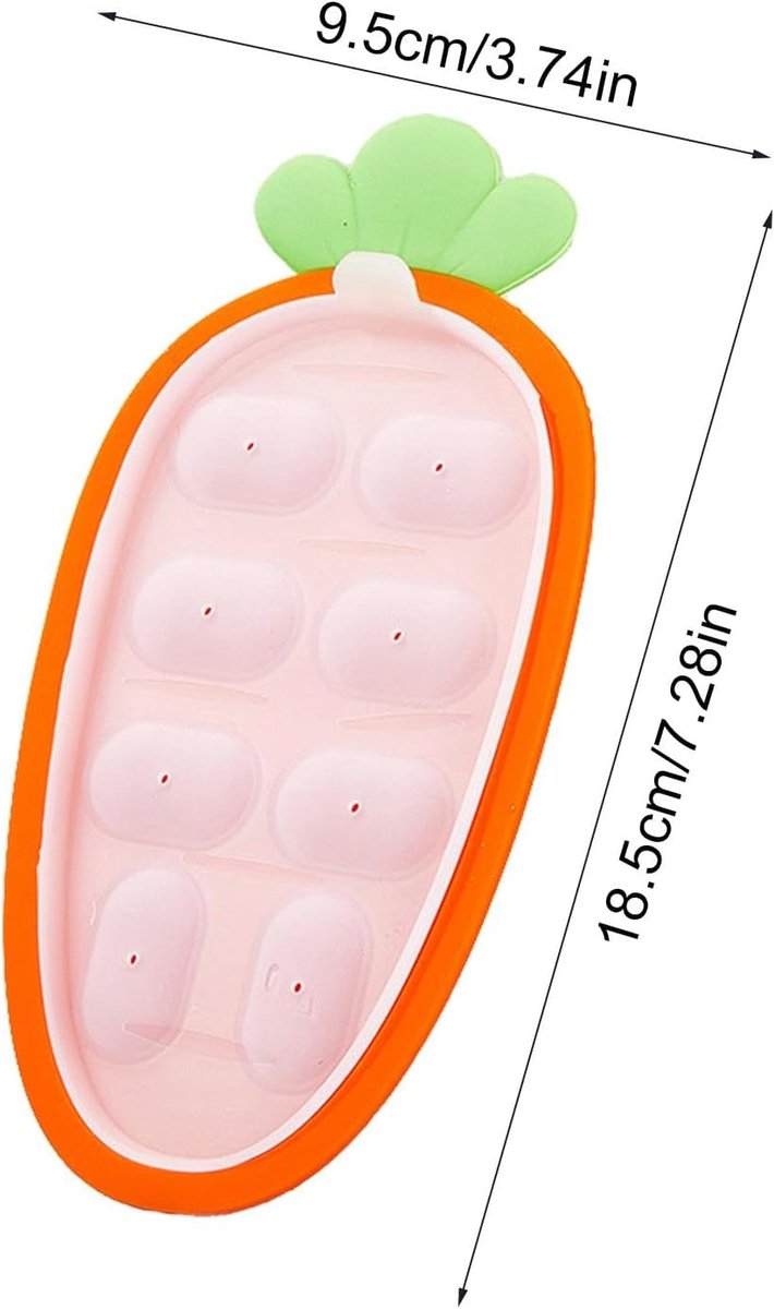 Vriezer Mallen Babyvoeding, Siliconen Babyvoeding Tray, Wortel Vorm Doos, Babyvoeding Mallen, Siliconen Vriezer Tray, Aanvullende Voedsel Doos Food-Grade Siliconen Materiaal Leuke Wortel Vorm Ontwerp