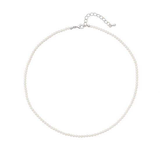 Collier unisexe en perles d'imitation – Acier inoxydable couleur argent | Longueurs et tailles Diverse - Le Salon de la Bijouterie - 4 mm - 40+5 -