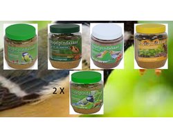 Bird-Feeder | Multipack Pindakaas voor Vogels - 6 potten - Diverse smaken - Original - Meelwormen - Insecten - Zonnebloempitten - Noten
