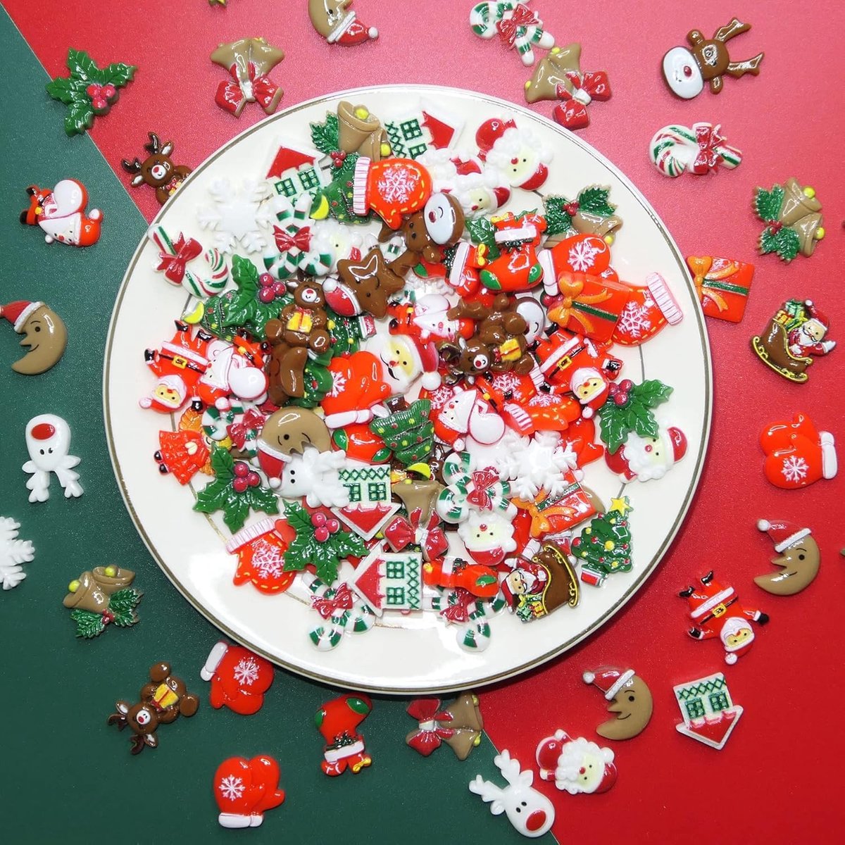 STAR&STER 66 stuks Miniatuur Kerstfiguren – Kunsthars Ornamenten – Kerstman & Feestdecoratie voor Boom & Huis