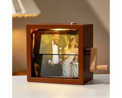Custom Photo Flipbook – 16 Foto's – Gepersonaliseerd Fotobox met Licht – Houten Handmatige Animatie Cadeau – Bruiloft | Jubileum | Valentijn