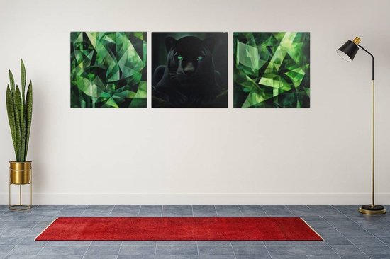 Tableau triptyque Panthère – Décoration murale moderne sur toile – 3 pièces Panther Art – 3x60x60 cm