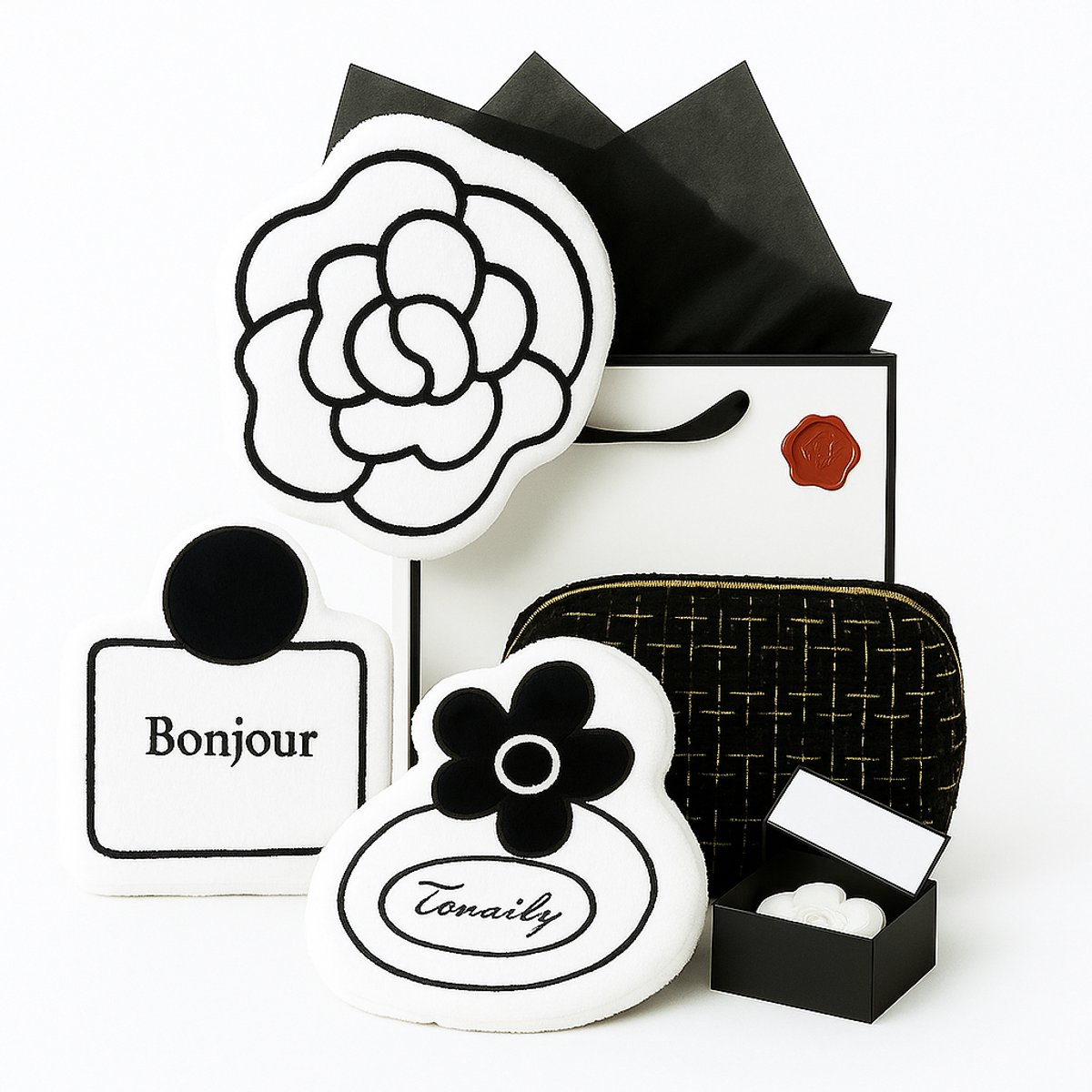 Luxury Gift Collection – Luxe Giftset voor Haar | Feestelijk Cadeau met 3 Handdoekjes, Geurhanger (Fresh Linen) & Toilettas – Perfect voor de Feestdagen