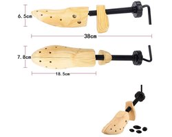 2-stuks Houten schoenspanner - Schoenverbreder - Herenschoenspanner en laarzenmaker - Schoenmaatverlenger - Geschikt voor brede voeten - Verstelbare lengte en breedte -Geschikt voor het rekken en verbreden van schoenen - Houtkleur