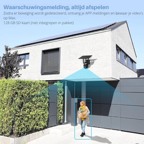 VIN® Camerabewaking Draadloos - Beveiligingscamera voor buiten Op zonne-energie - Camerabewaking - Dubbele Draadloze beveiligingscamera - Buiten Camera met nachtzicht - Bewakingscamera voor buiten - 2 Pack - Zwart van vin — afbeelding 2