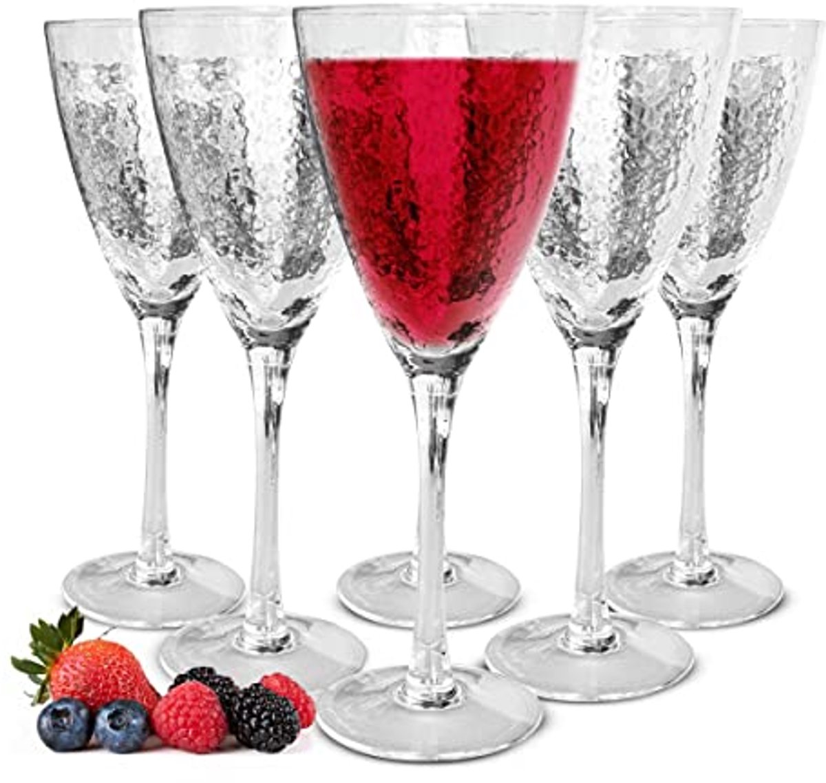 Set van 6 hamerslag wijnglazen 320 ml - moderne en unieke wijnkelken