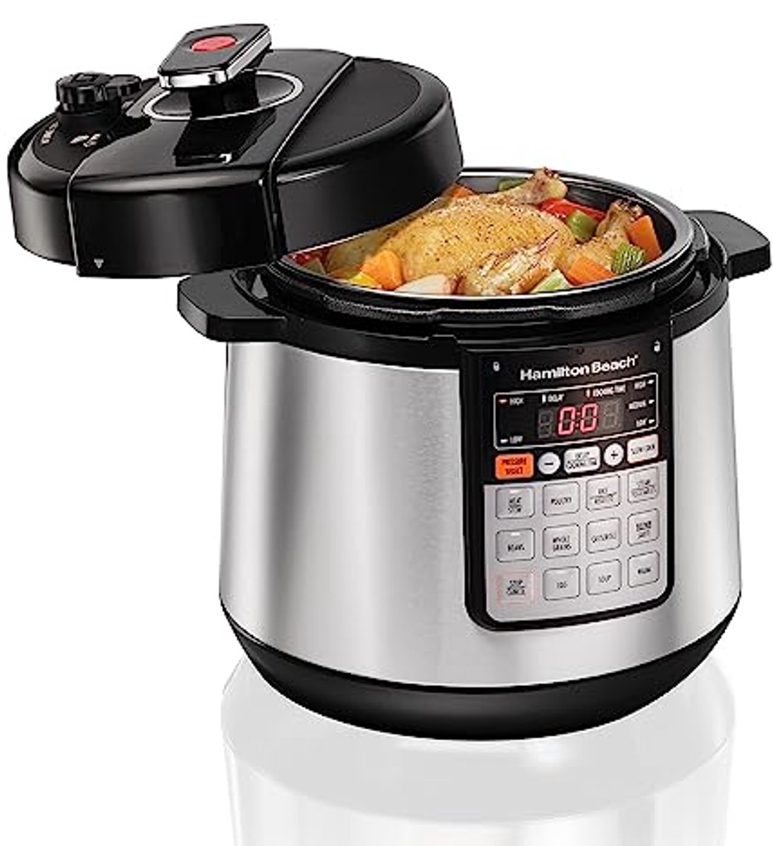 Digitale Multifunctionele Elektrische Snelkookpan 10-in-1, 5.7 L, Veilige Drukvrijgave, Stoomoven, Sauteren en Verwarmen, Roestvrij Staal