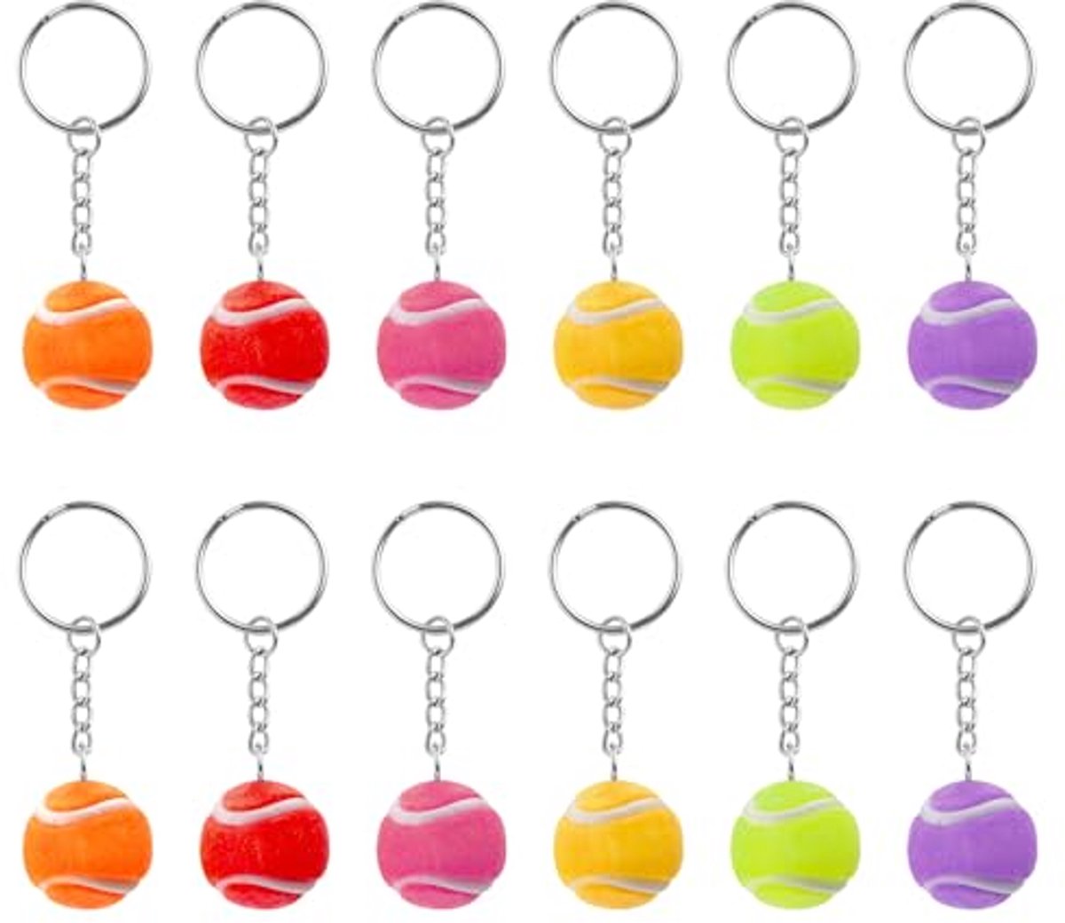 Mini tennisbalsleutelhangers - Set van 12 voor tennisliefhebbers