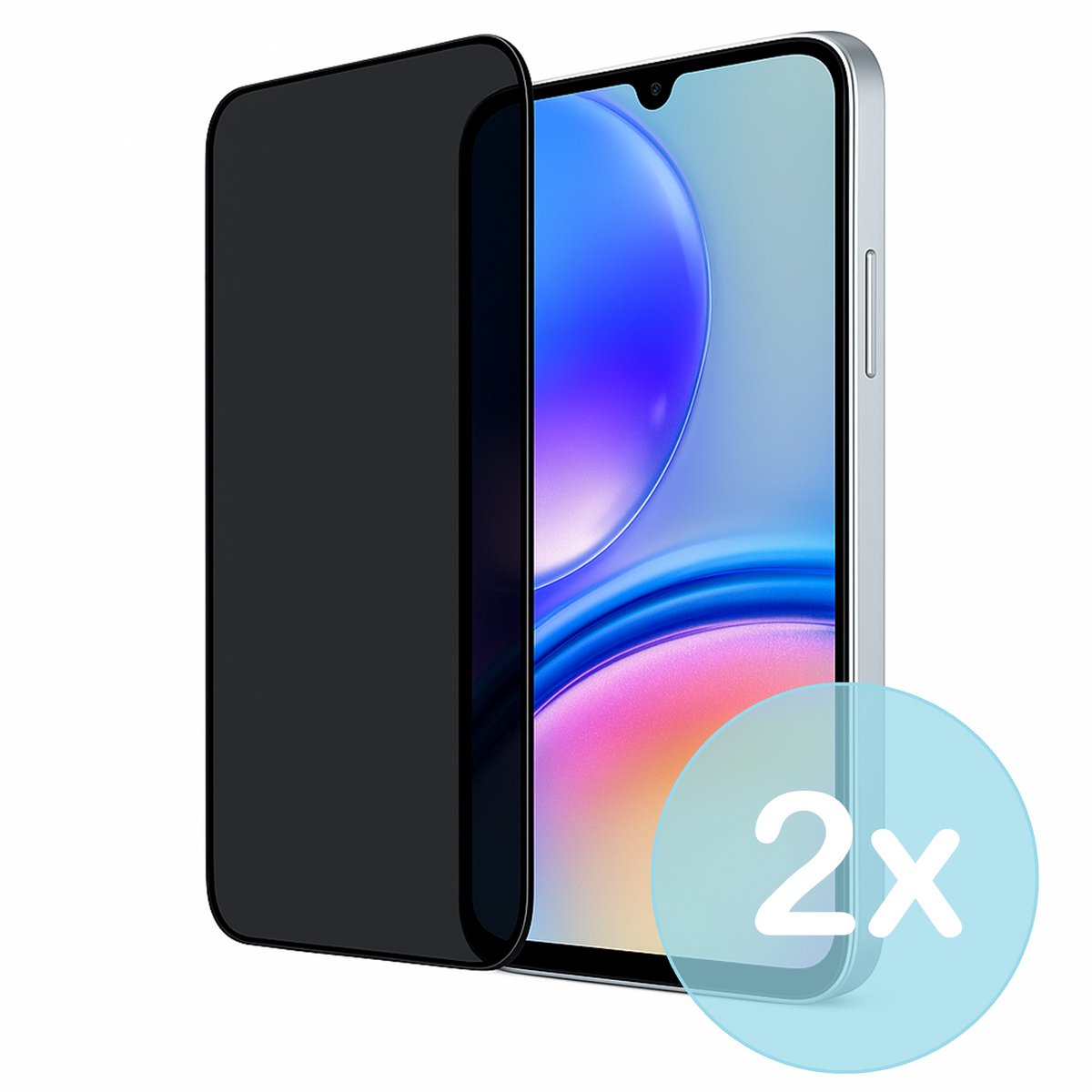 Privacy Screenprotector Geschikt voor Samsung Galaxy A05s – Anti-Gluren – Krasbestendig Gehard Glas 9H – Volledige Dekking – 2-Pack – FuturiQ