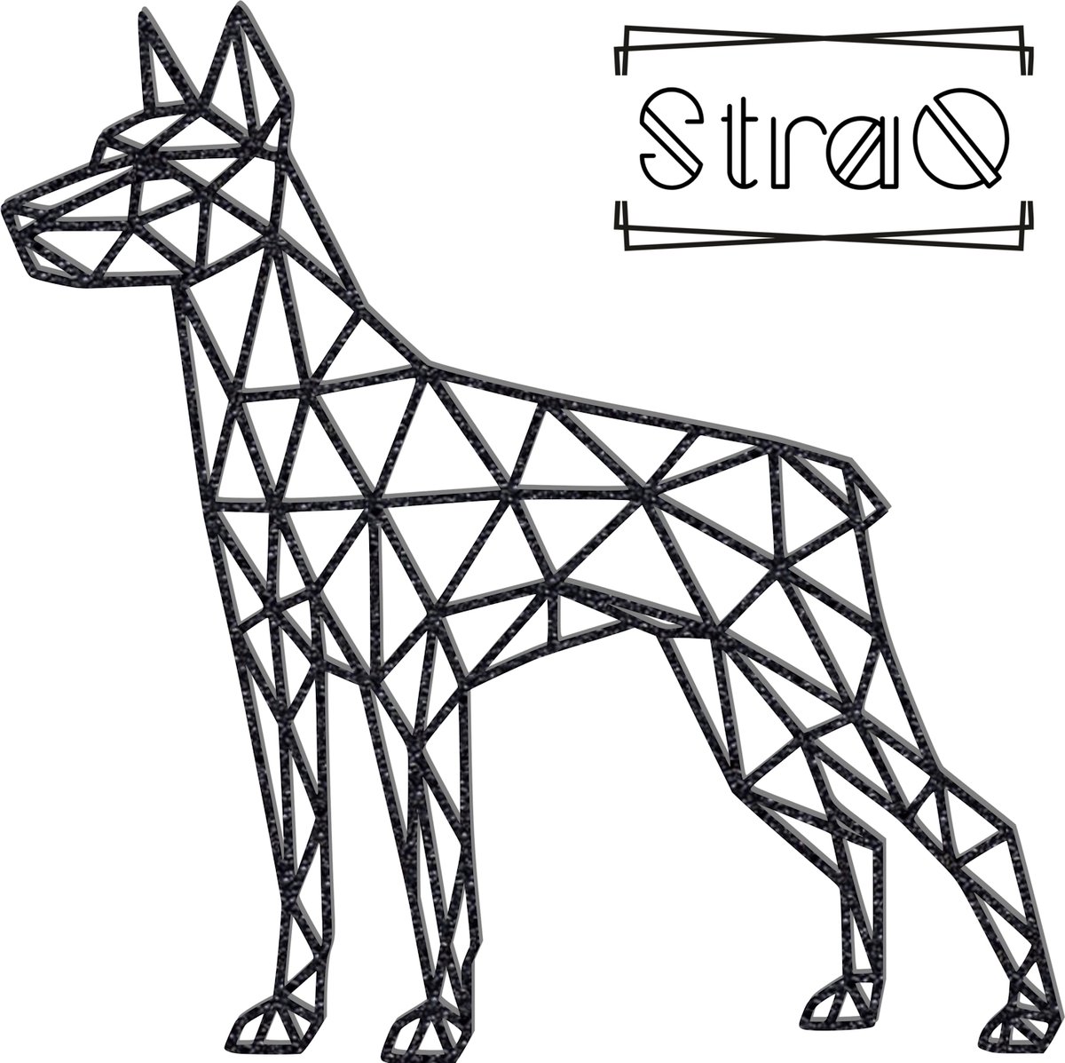 StraQ Zwarte Geometrische Dobermann 24 cm - Hond - Muurdecoratie - Wandversiering - Wanddecoratie - Links