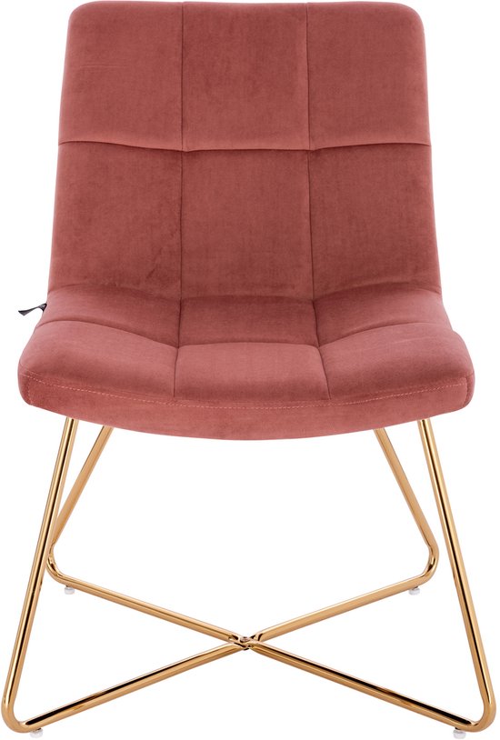 Fauteuil lounge SVITA LYNN - Fauteuil cocktail/fauteuil club - Fauteuil rembourré sans accoudoirs - Pieds dorés - Revêtement en velours - Rose ancien