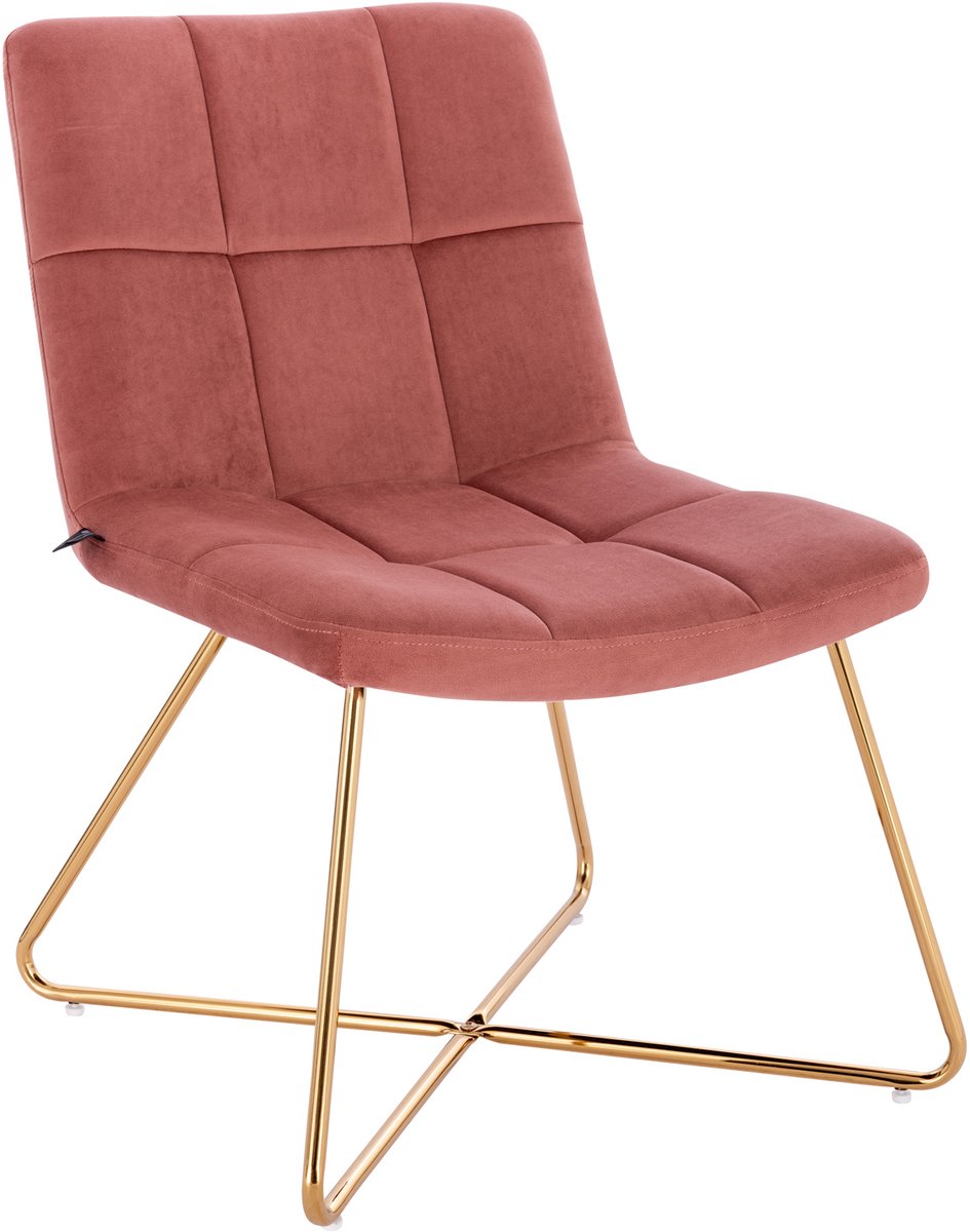 SVITA LYNN Lounge Chair - Cocktail Chair Club Chair Beklede stoel zonder armleuningen Gouden poten Fluwelen bekleding Oudroze