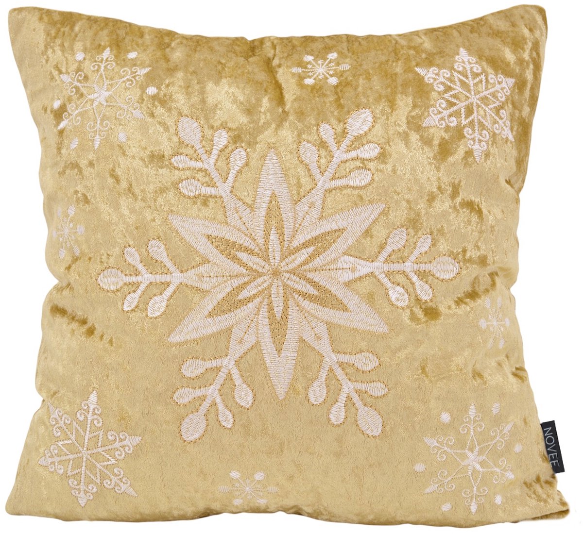 NOVÉE Velvet Kerst Gold Crystal Kussenhoes | 45 x 45 cm | Fluweel/Polyester wit goud