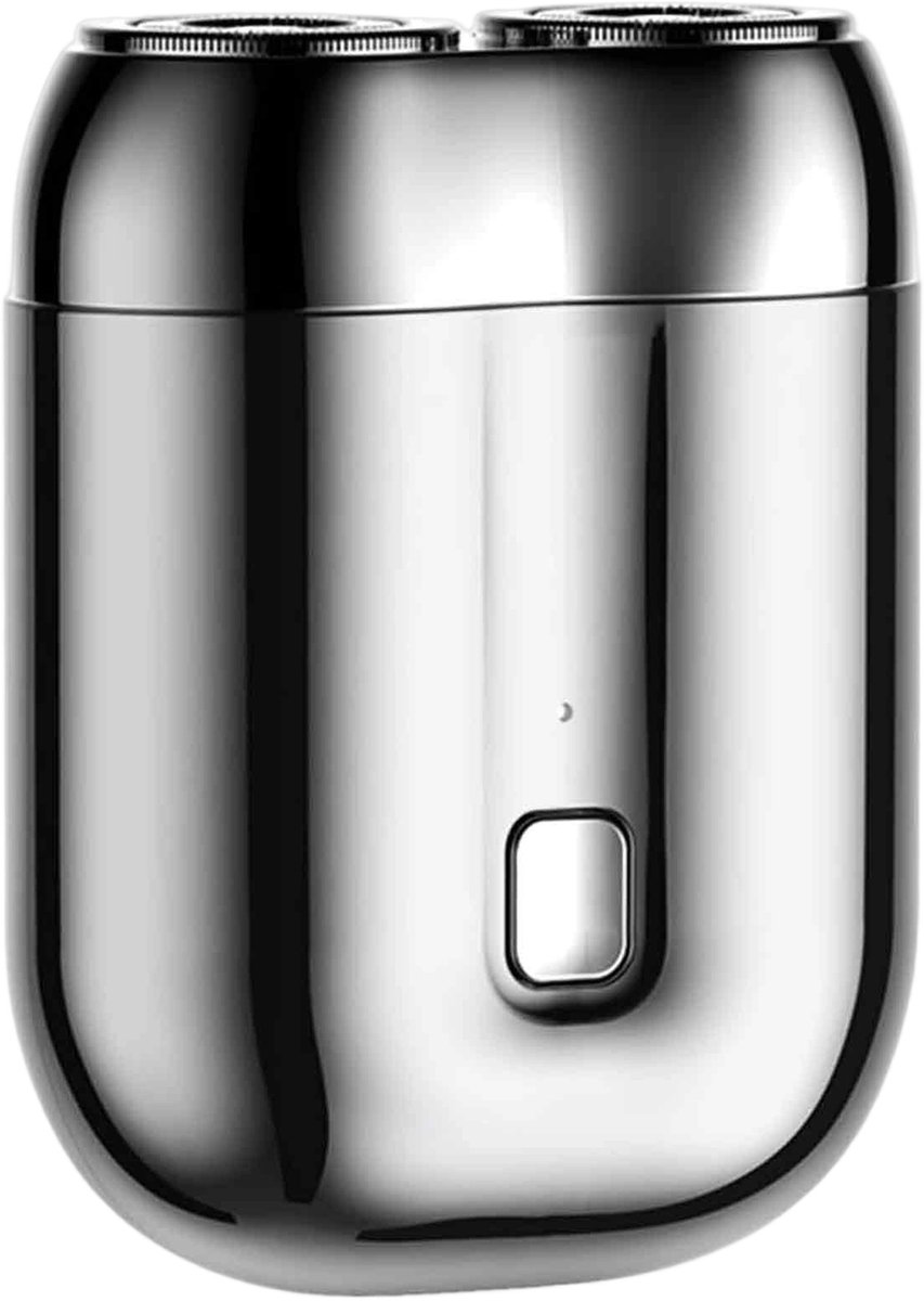 QTTVBTNA - Mini scheerapparaat - 2-Kop magnetisch Scheerapparaat - USB Oplaadbare - Lichtgewicht en Comfortabel - Draagbaar scheerapparaat voor mannen - 7 x 5.3 x 2.5cm - Zilver - 1 stuk