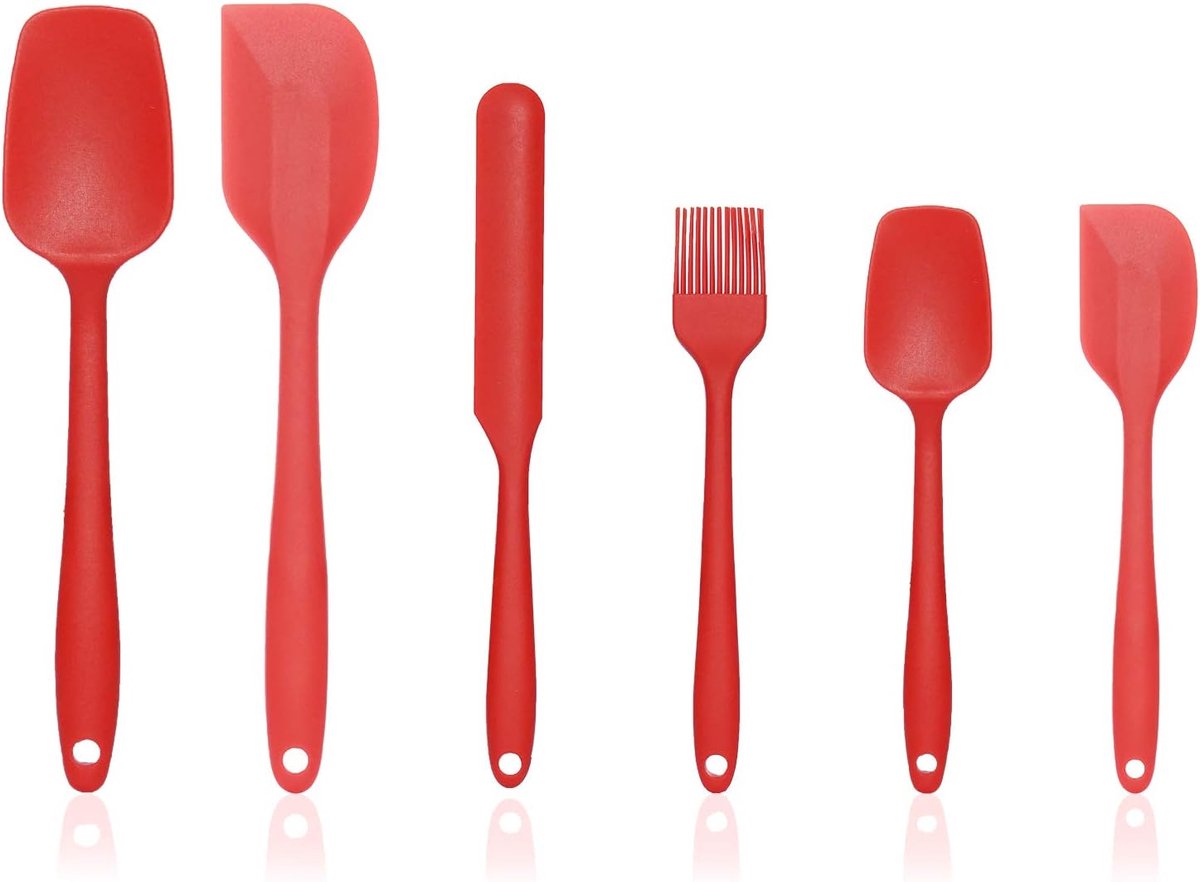 Cuhostki-6-Stukken-Silicone-Kitchen-Set-Rood-Handig-Duurzaam