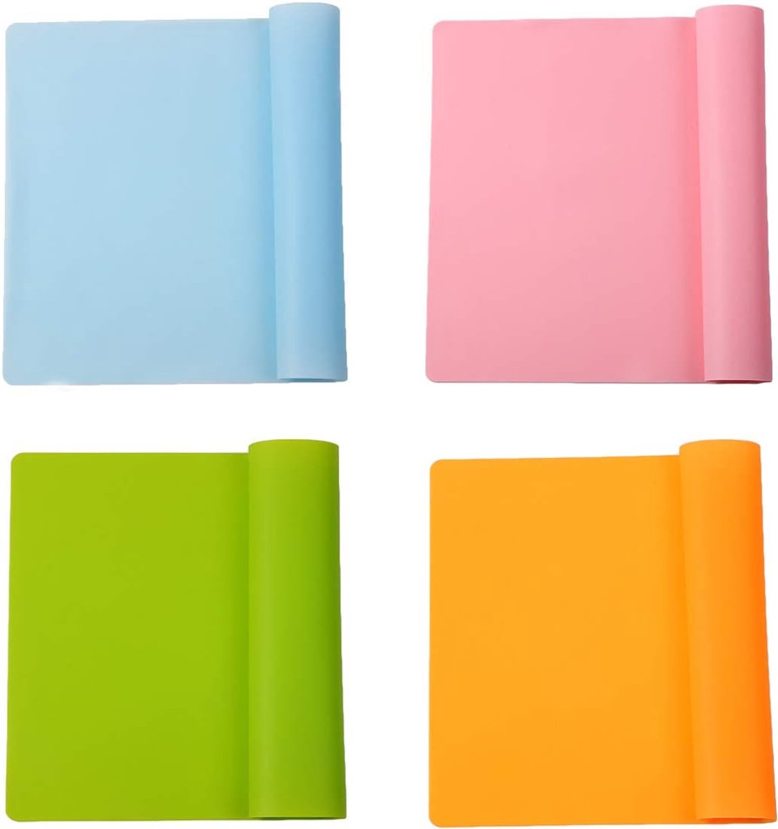 Cuhostki-4-Stukken-Siliconen-Tafelmat-Oranje-Groen-Rood-Lichtblauw-Verzorgd-Praktisch