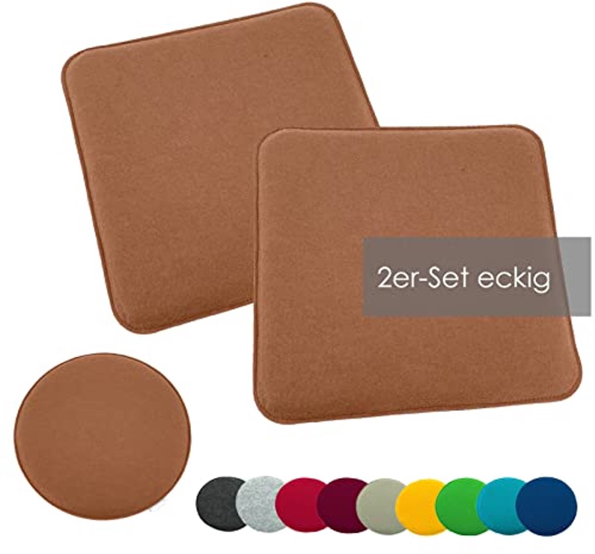 Zitkussen van Vilt - 35x35 cm, Camel, Comfortabele Stoelkussen voor Binnen en Buiten