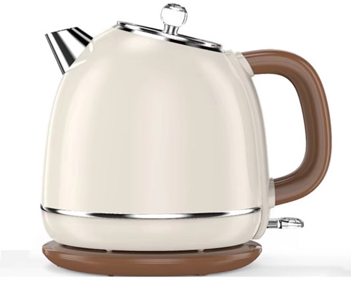 Luxe Waterkoker Retro | Japandi Stijl | 1,8L | Vintage | 1800W | RVS | Wit&Beige — afbeelding 1