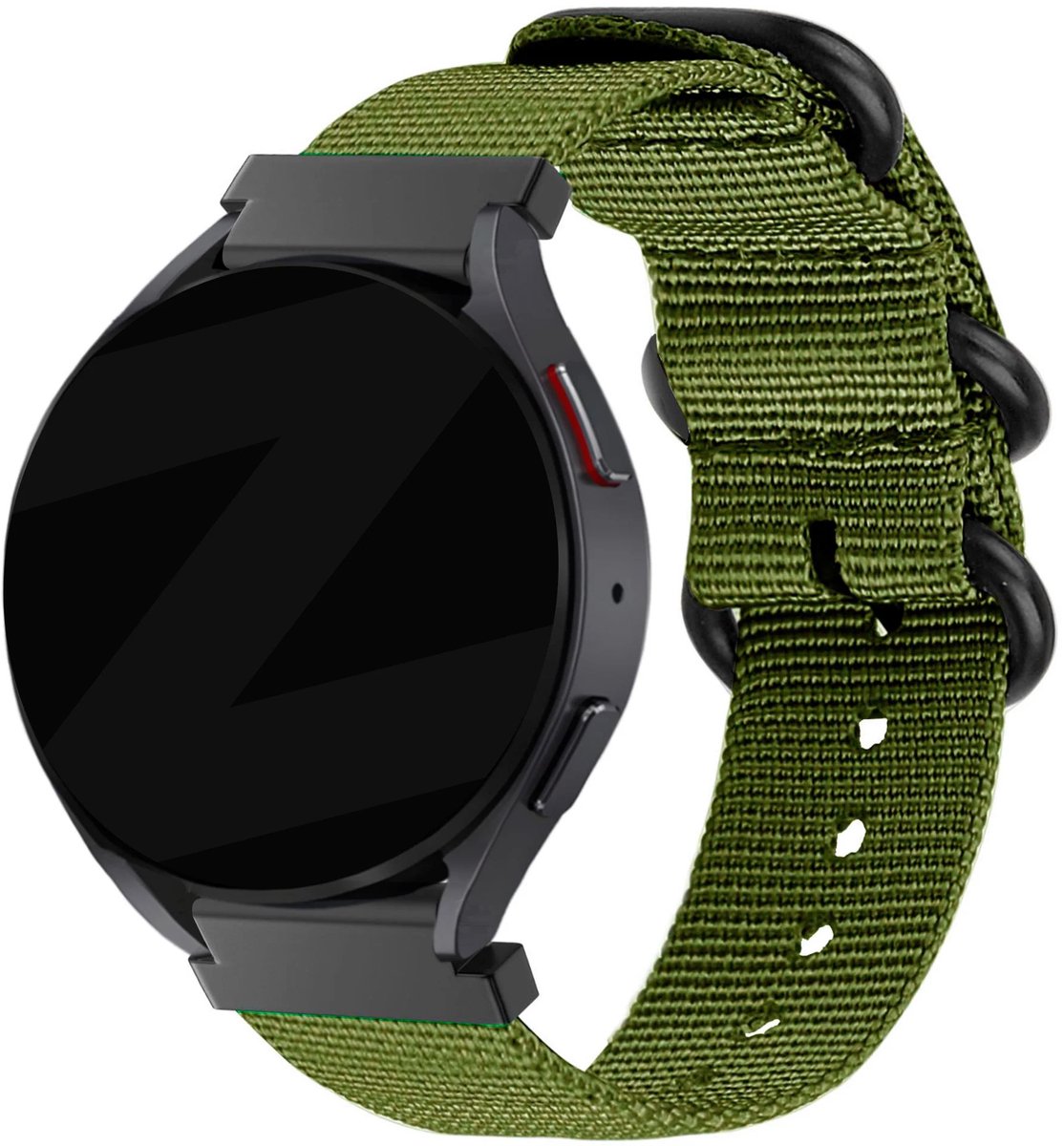Bandz Hoogwaardige nylon band met gespsluiting- geschikt voor Garmin Vivoactive 6 / 5 / 3 / Vivomove HR / Style / Luxe / Sport / Trend / Forerunner 645 / 245 / 165 / 55 / Approach S12 / S40 / S42 / S44 / S50 (groen)