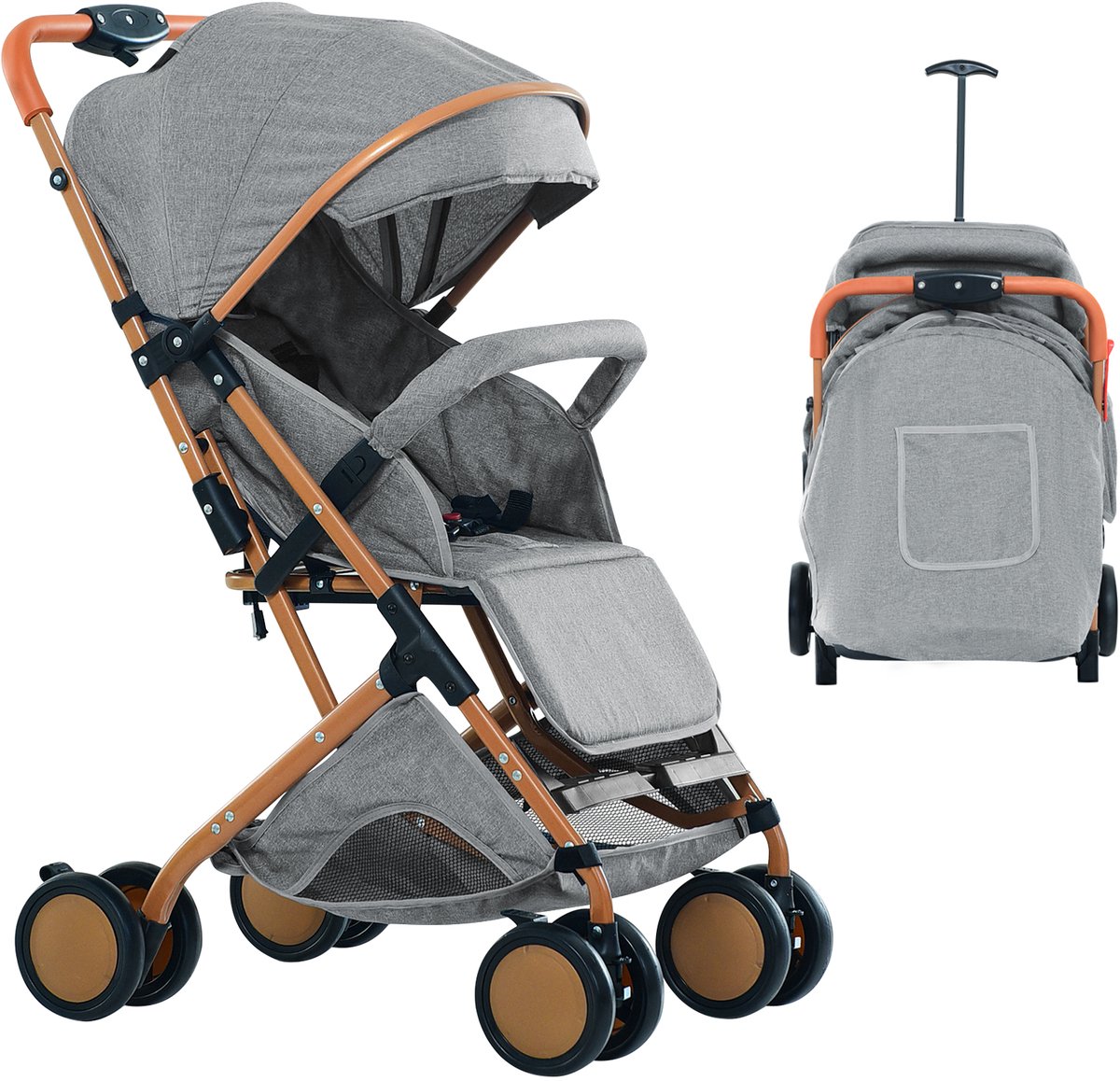 PIPIPOXER Kinderwagen Buggy 0-36 maanden Sportwagen met Ligpositie-Grijs - PIPIPOXER - €69,99