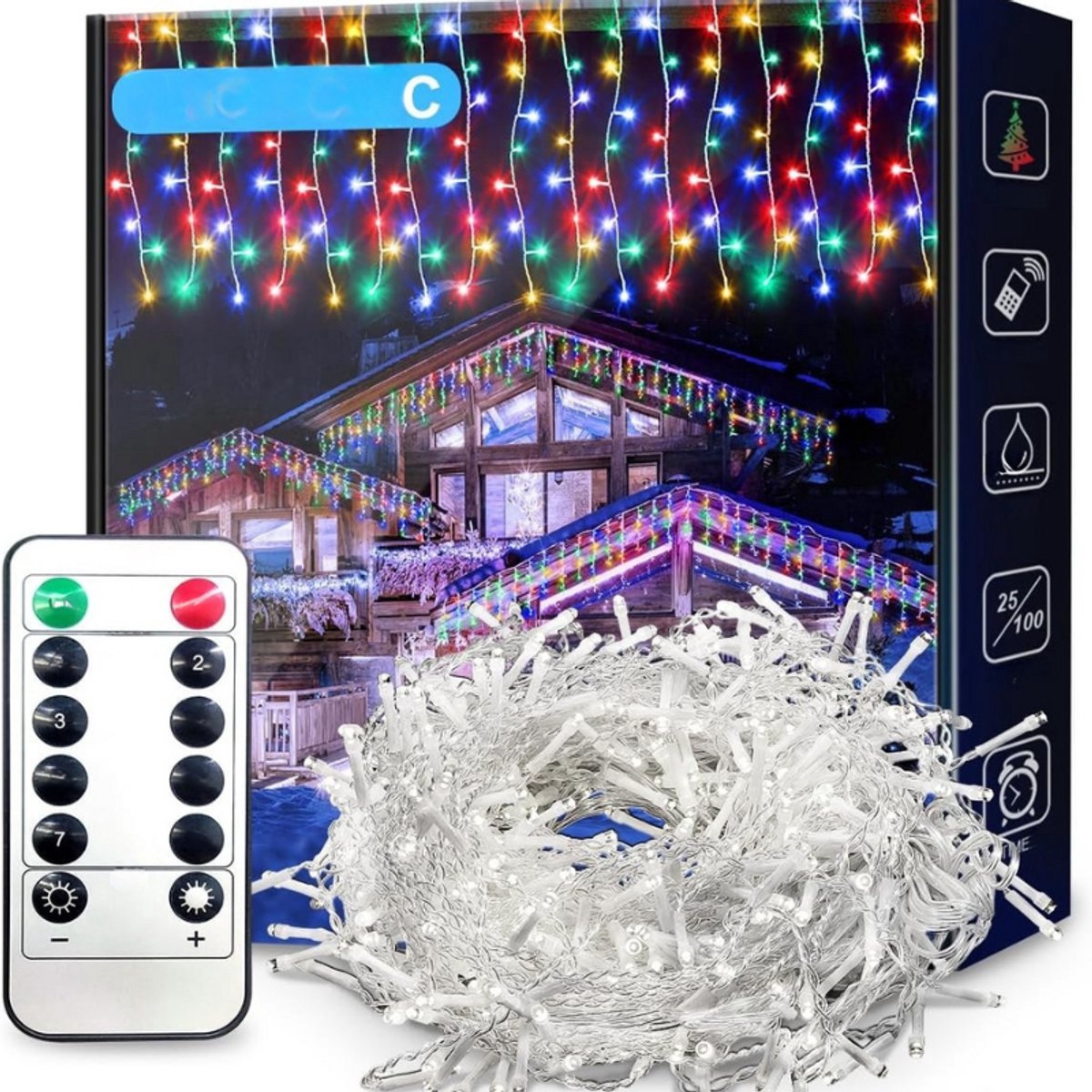 Thuys – Fairy Lights Kerstgordijn Outdoor 30m – 1200 LED – 8 Modi – Bruiloft – Balkon – Slaapkamer – Tuin – Terras – Feest