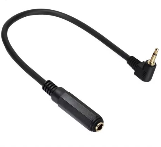 3,5mm Jack haaks (m) - 6,35mm Jack (v) adapter | mono | verguld | 0,30 meter