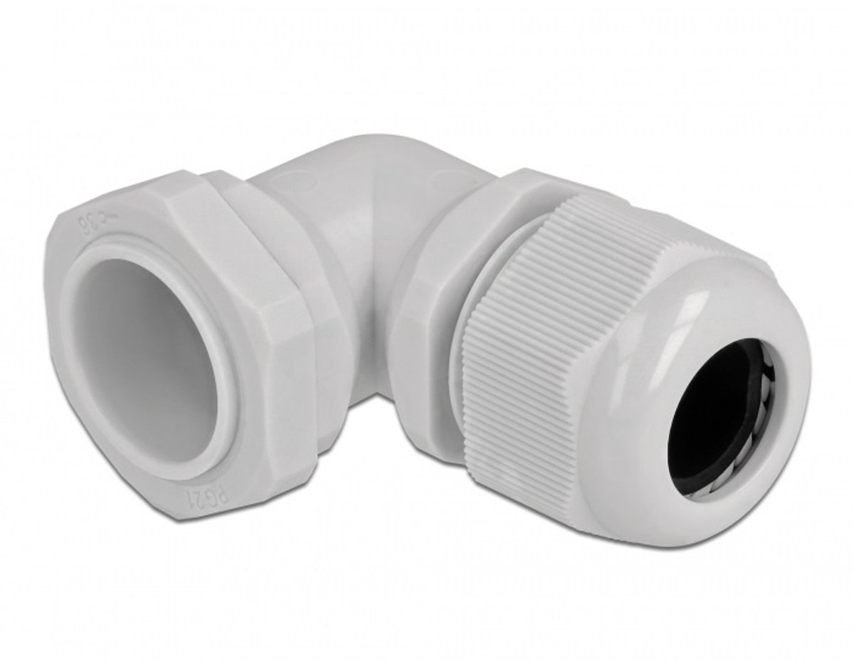 Kabelwartel 90 ° schuine pg21 grijs