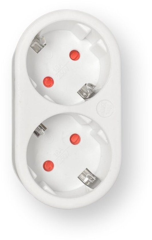 Benson Horizontale stopcontactsplitter - 2 weg - met randaarde - kinderbeveiliging - wit