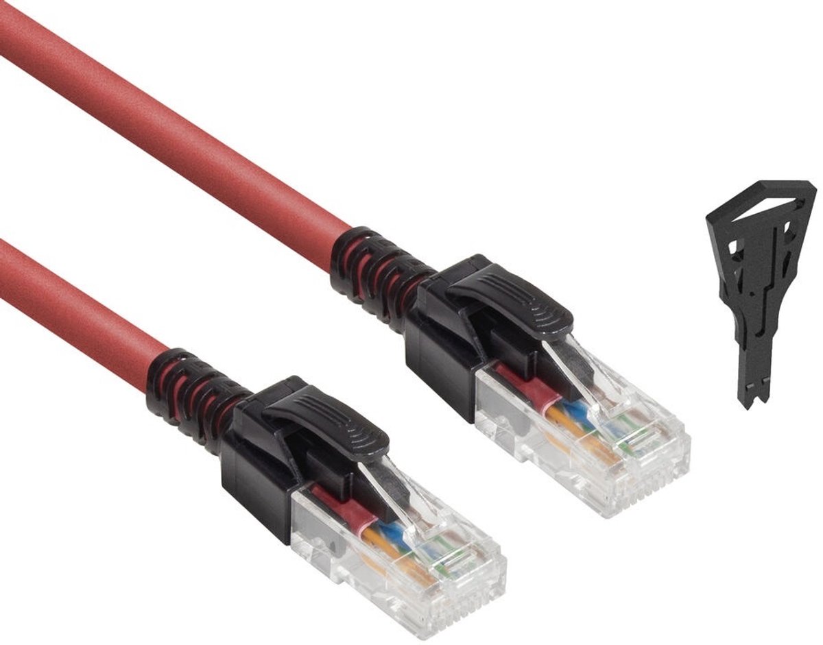 ACT FB5551 U/UTP CAT6A LSZH Patchkabel | Vergrendelbaar | Snagless| RJ45 Connectoren | Rood | 1,5 meter