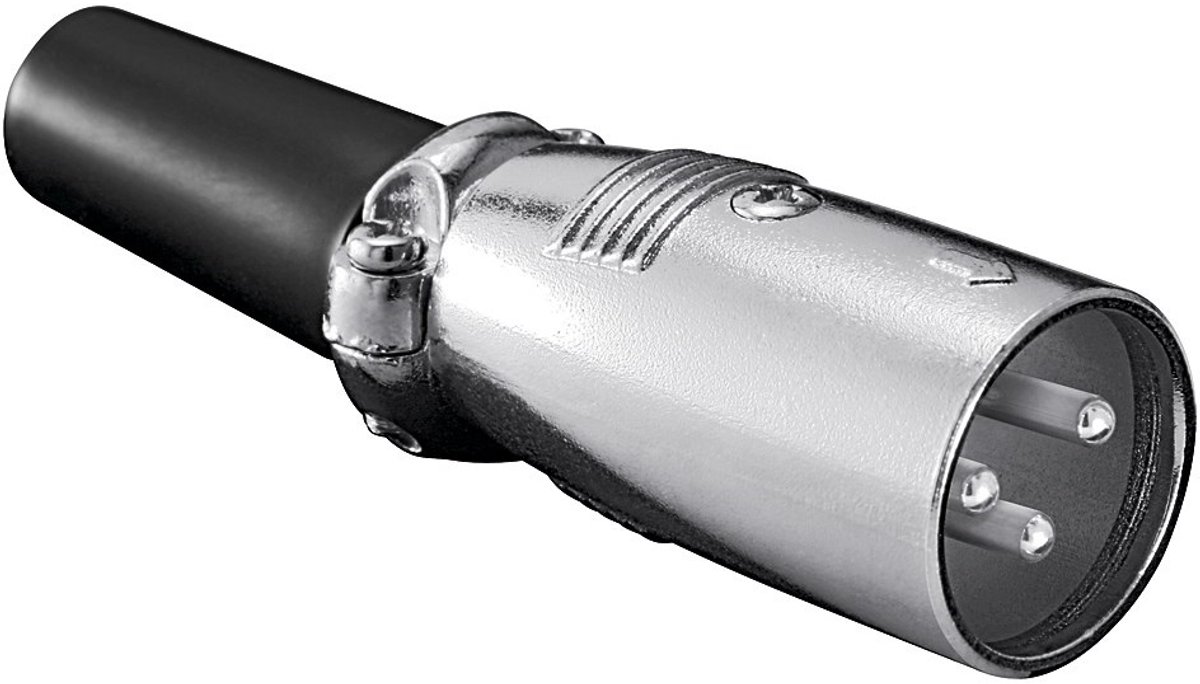 XLR 3-pins (m) connector met rubberen trekontlasting / grijs/zwart