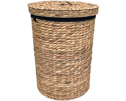 Lavandoux - Wasmand met Deksel - Waterhyacint - Naturel - S: Ø28 x H45 cm