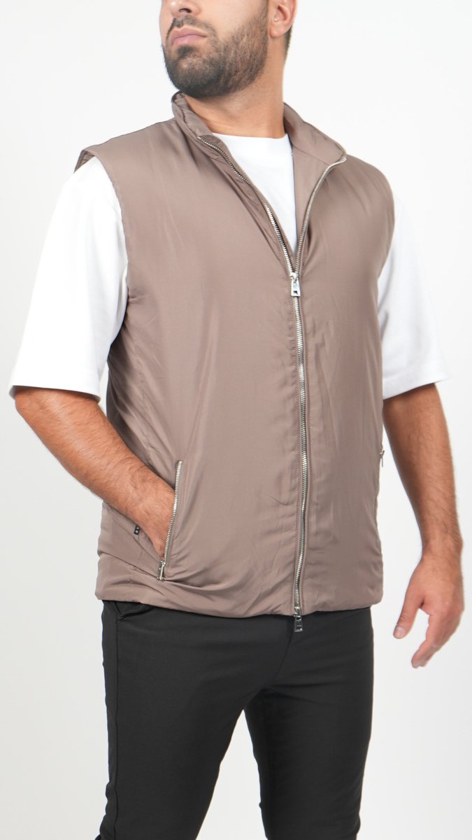 BASKO BODYWARMER - TAUPE - HEREN - MAAT S