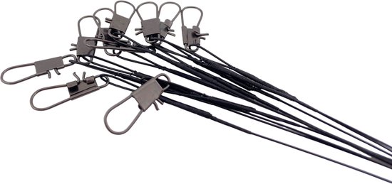 S&D - Fil de pêche en acier - 10 pièces - Zwart - 14 kg 25 cm - La pêche - Pour la pêche des carnassiers aux appâts artificiels