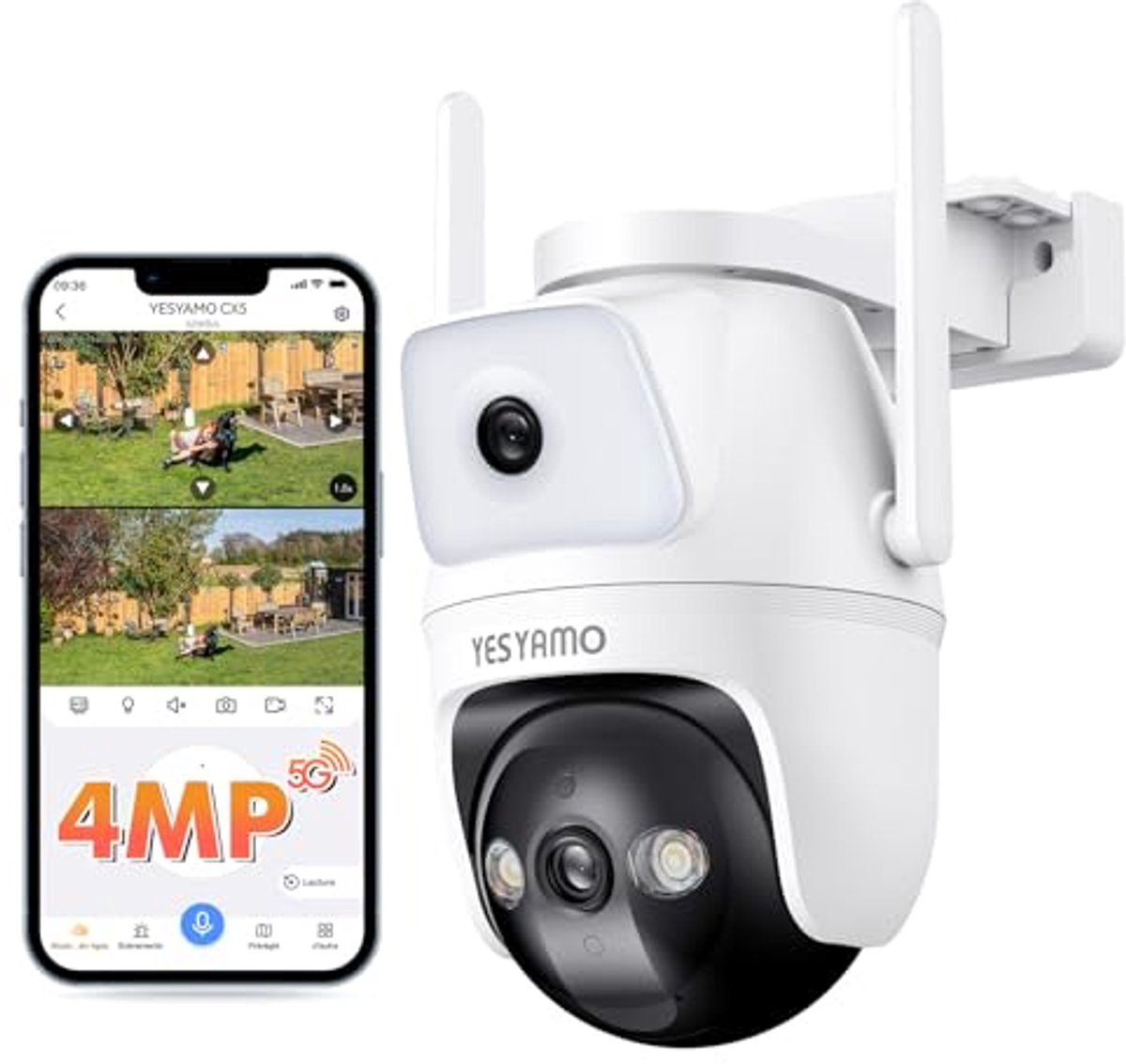 Draadloze 4MP Bewakingscamera voor Buiten met Nachtzicht en Automatische Tracking