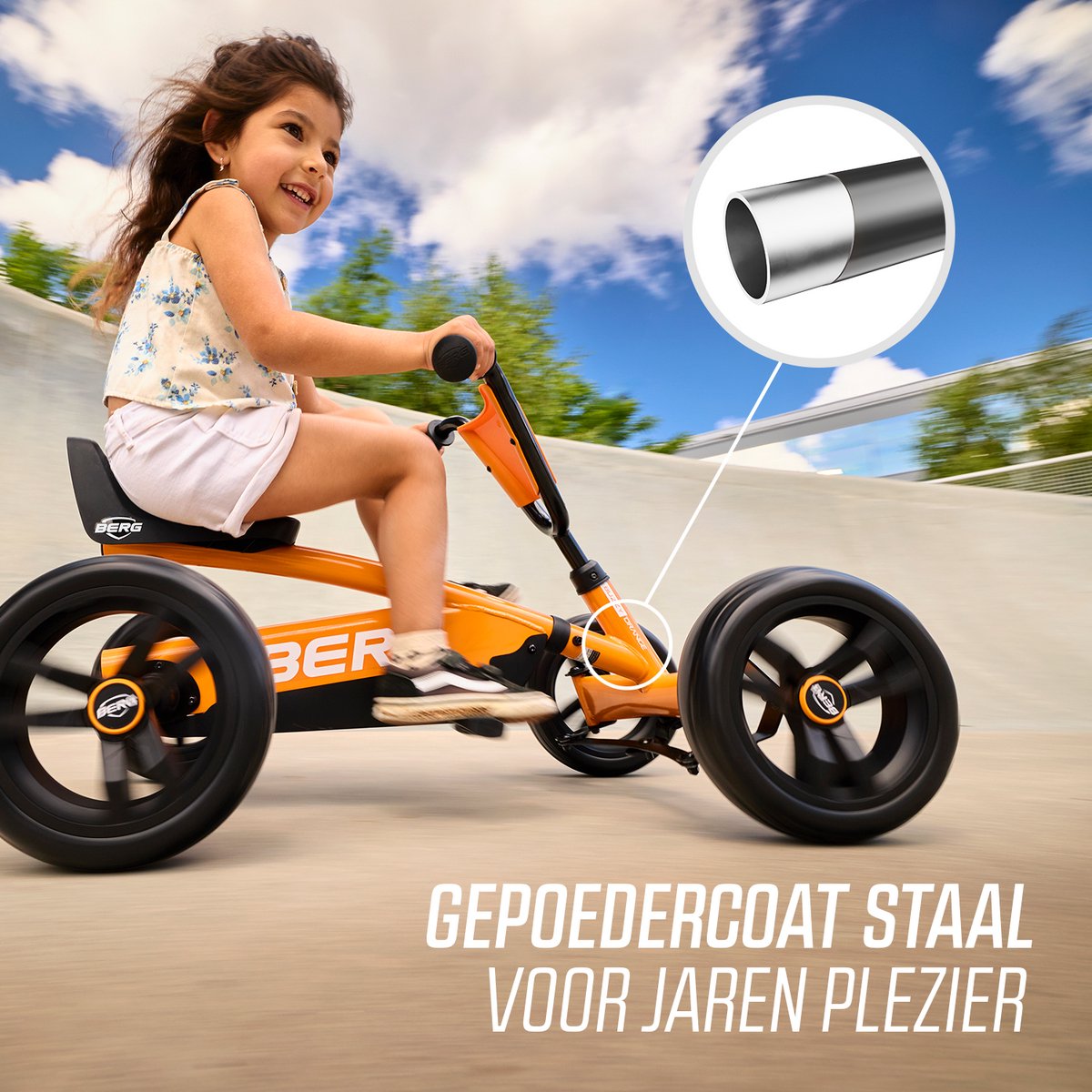 BERG Buzzy Orange Skelter - 2+ jaar - Verstelbare Stoel - Anti-lek EVA banden - Veilige en Stabiele Wegligging - Oranje — afbeelding 8
