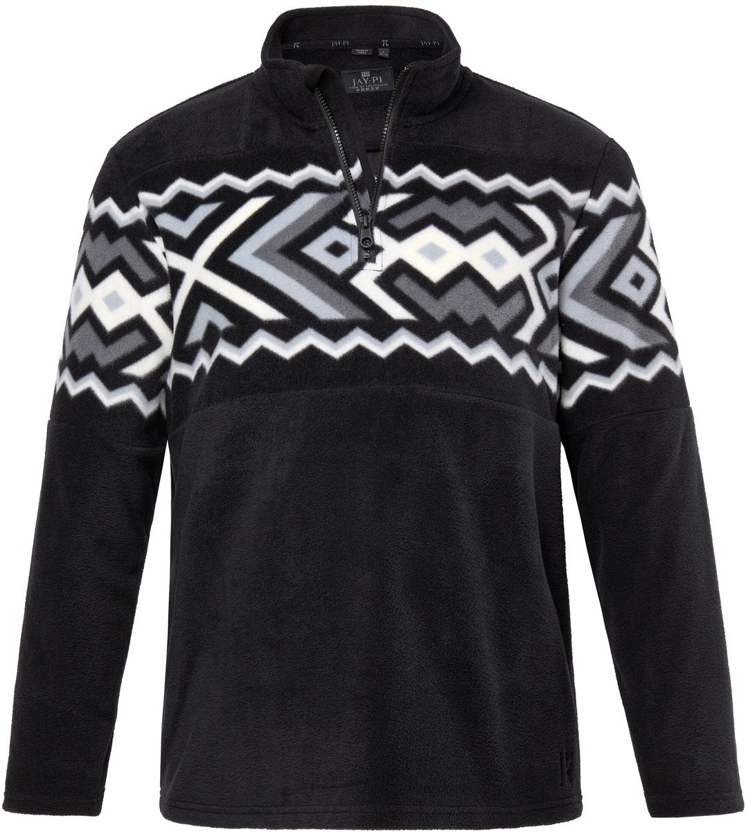 JAY-PI - Heren - Fleece trui met troyerkraag skiwear level 1 ultralichte fleece - Zwart - Maat 4XL