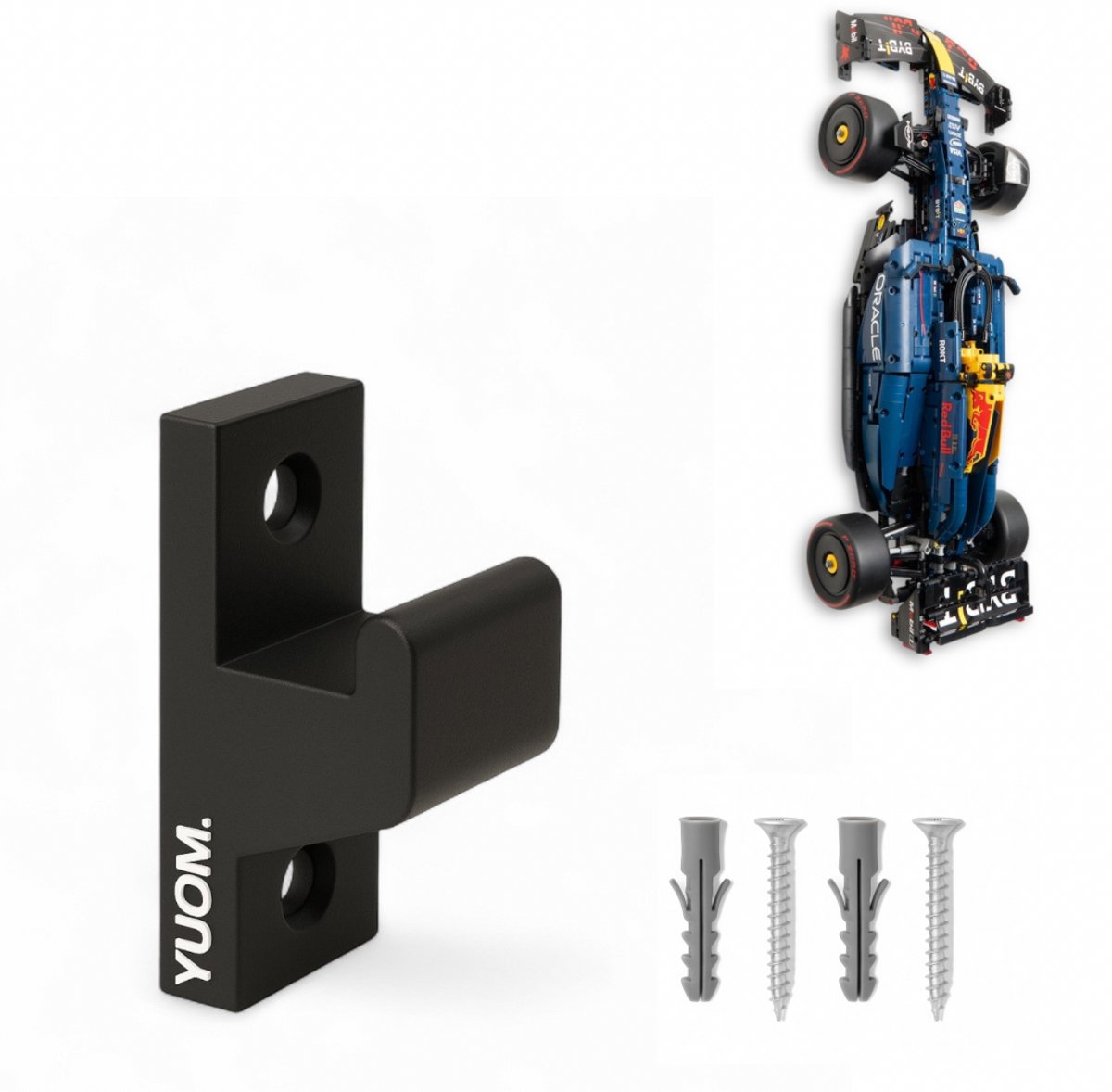 YUOM Wandhouder geschikt voor LEGO Technic RB20 42206 Red Bull Racing F1 Auto – Wall Mount – incl. schroeven & pluggen