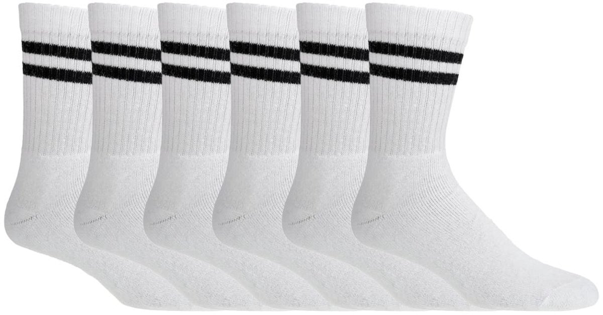 Crew socks | Sportsokken | Badstof voet | Merk: Feterz | Maat: 35 t/m 46 | Kleur: Wit | 6 Paar