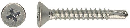 Vis pour plaques autoperceuses - Tête plate Phillips 2 - 4,2 x 32 mm - Filetage total - Acier inoxydable (200 pièces)
