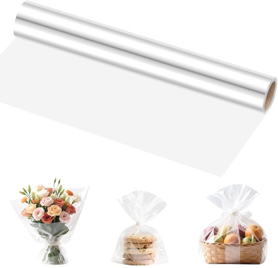 Papier Papier cadeau EXCITAT - Rouleaux de cellophane - Convient pour les fleurs, l'artisanat, l'emballage de cadeaux - Transparent