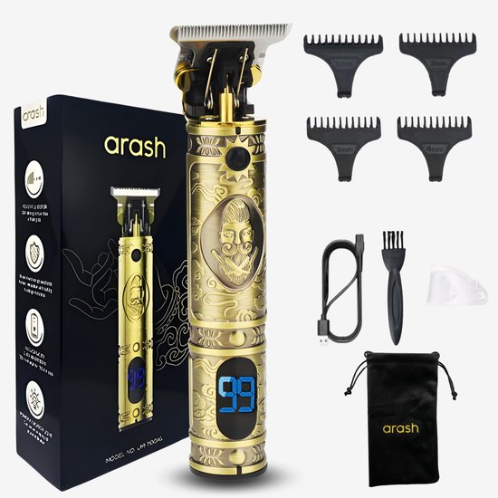 arash® Professionele Tondeuse Mannen - Premium Draadloze Haar- en Baardtrimmer - Innovatief, Stil & Krachtig - Geavanceerd Design - Compleet met Oplaadblok & 5 Opzetstukken