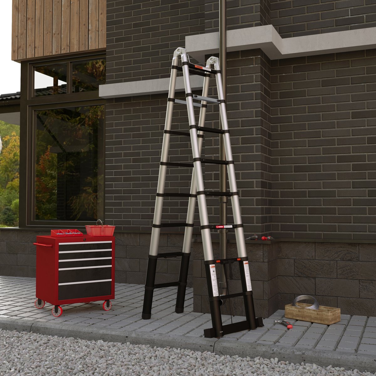 RMBO - Multifunctionele Telescopische Ladder 5 m- Telescoopladder - 5m lang, Compact en Draagbaar met Soft Closing Systeem - Geschikt voor Particulier en Professioneel Gebruik - Telescopische Vouwladder- Max. Belasting 150 kg, EN 131.6 – foto 3