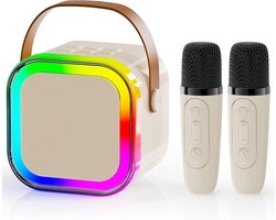 Karaokemachine voor kinderen met Bluetooth-luidspreker, 2 draadloze microfoons, draagbare set voor kinderen en volwassenen, verjaardagscadeau voor meisjes van 4-12, familiefeest, roze