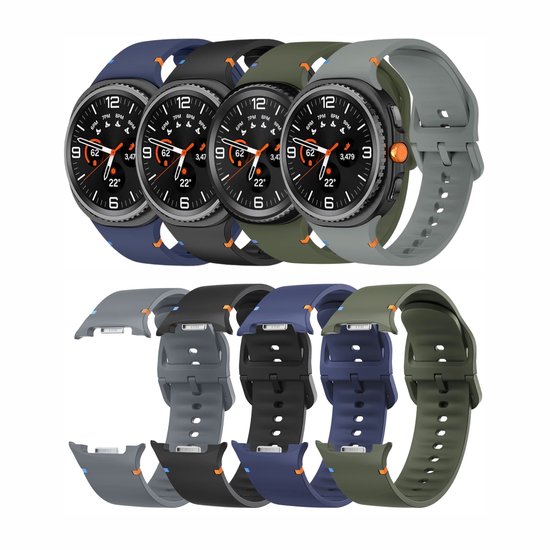 Set de 4 Bracelets en Siliconen avec boucle de fermeture pour Samsung Galaxy Watch 8 40 mm, Galaxy Watch 8 44 mm et Galaxy Watch 8 Classic