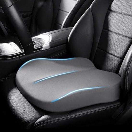 YOUNLEN Wigkussen Autostoel – Traagschuim – Ergonomisch – Verhoogde Zithoogte (+6 Cm) – Ademend 3D-mesh – Voor Kantoor En Auto – Zwart