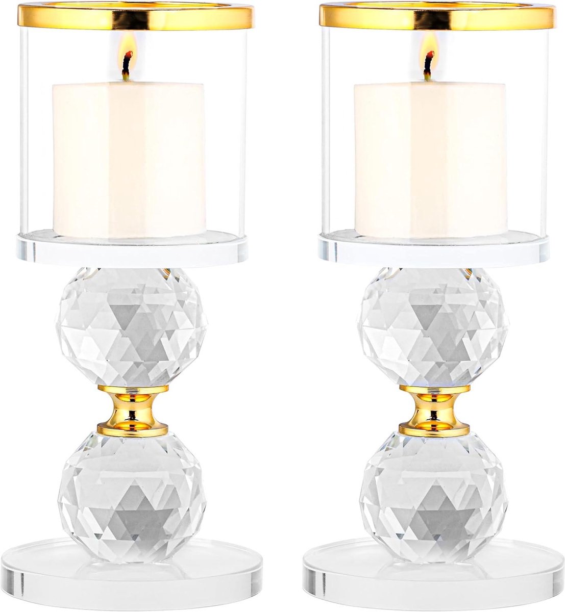 Orivio - Grote Kristal Glazen Kaarsen Kandelaars - H15,5 - Taps-toelopende Kaarsen Houders - Decoratief Ornament voor Huis, Bruiloft, Feest